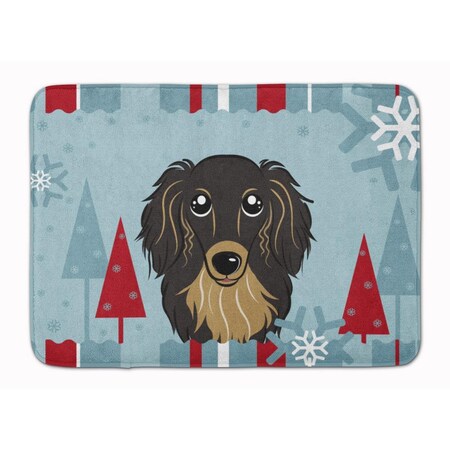 Carolines Treasures Winter Longhair Black and Tan Dachshund Machine Washable Memory Foam Mat BB1709RUG